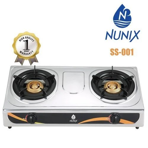 Nunix Stainless Steel Table-Top Double Burner Gas Cooker SS-001 - Image 1