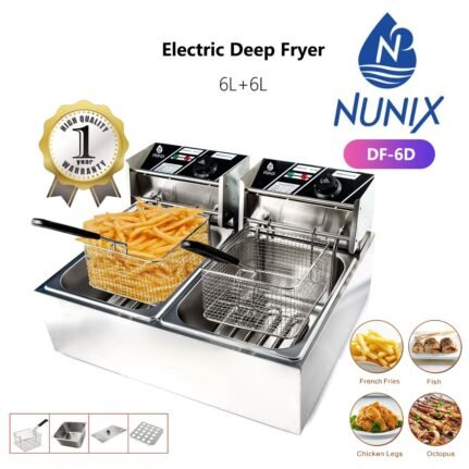 Nunix 6L+ 6L Commercial Double Stainless Steel Deep Fryer