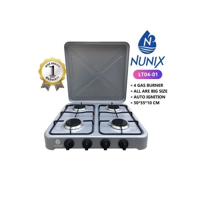 Nunix 4 Burner Table Top Gas Cooker Stove - Metallic Grey - Image 2