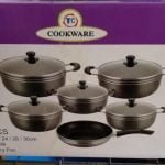 TC Non Stick Cooking Pots - 11 Pieces - Black