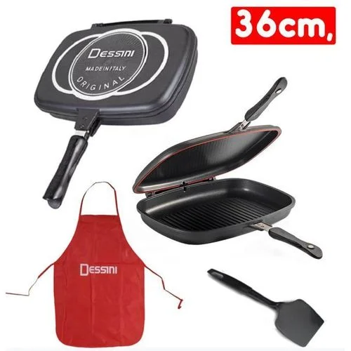 Dessini Double-Sided Non-Stick Pressure Grill Pan, 36cm, Black