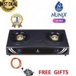Nunix Stainless Steel Table Top Double Burner Gas Cooker +Accessories