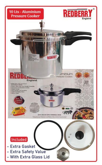 redberry 10l pressure cooker with extra lid