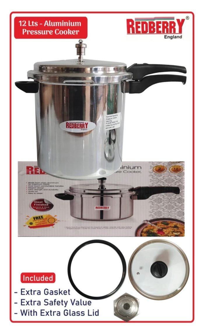 redberry 12l pressure cooker with extra lid