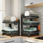 Generic adjustable dish rack with cutlery holder