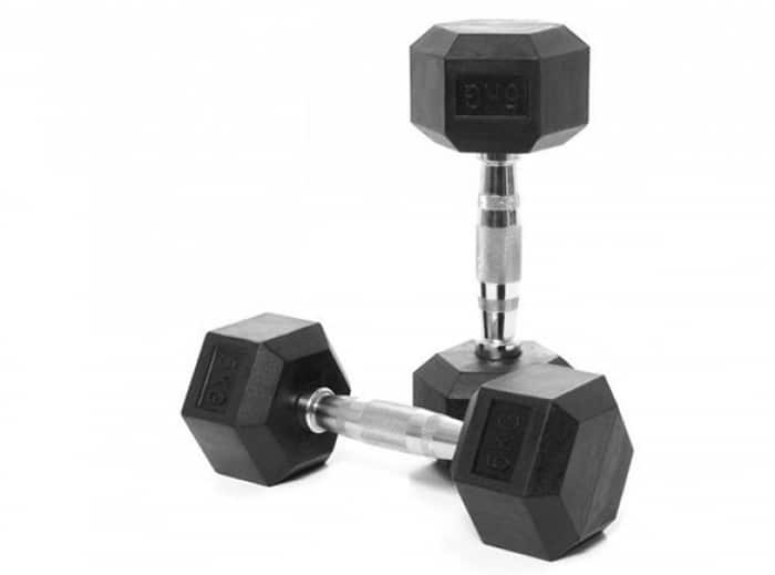 Black Rubber Hexagonal Dumbbell