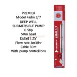 Premier 0.5hp Deep Well Submersible Water Pump