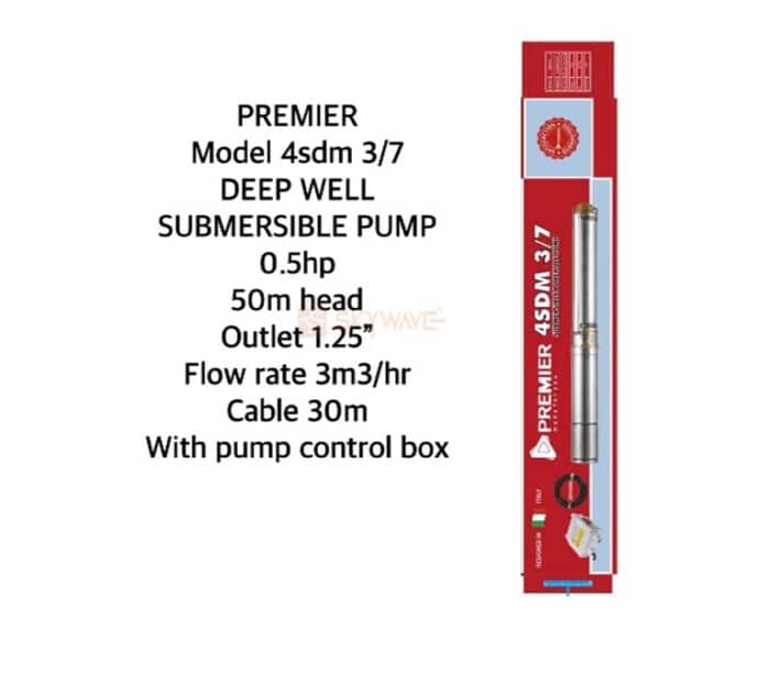 Premier 0.5hp Deep Well Submersible Water Pump