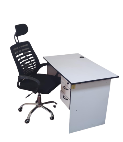 White Wooden Study Desk & Chair