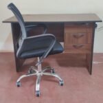 0.9m Dark Walnut Wooden Office Desk and Chair Combo