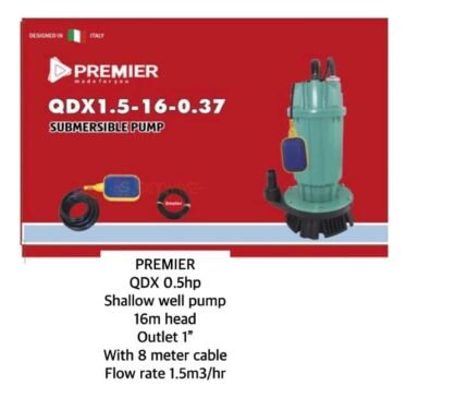 Premier Submersible 0.5HP Water Pump- QDX0.5HP