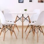 round nordic style mdf dinning set with 4 aemes chairs