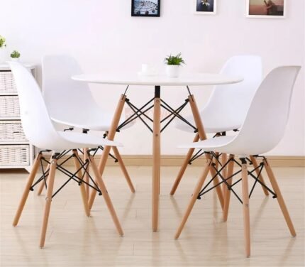 round nordic style mdf dinning set with 4 aemes chairs