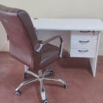 White office desk  with  executive seat