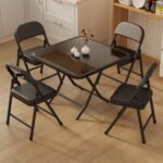 Black foldable dinning set