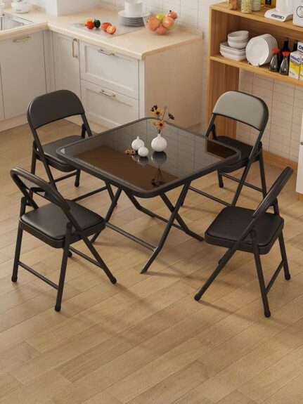 Black foldable dinning set