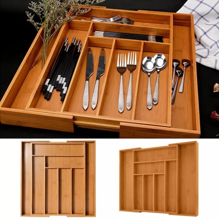 Bamboo cutlery organizer