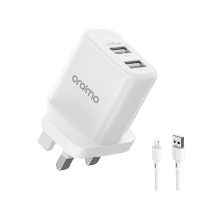 Oraimo 12W 2.4A dual USB fast charger,1.5M lightning cable