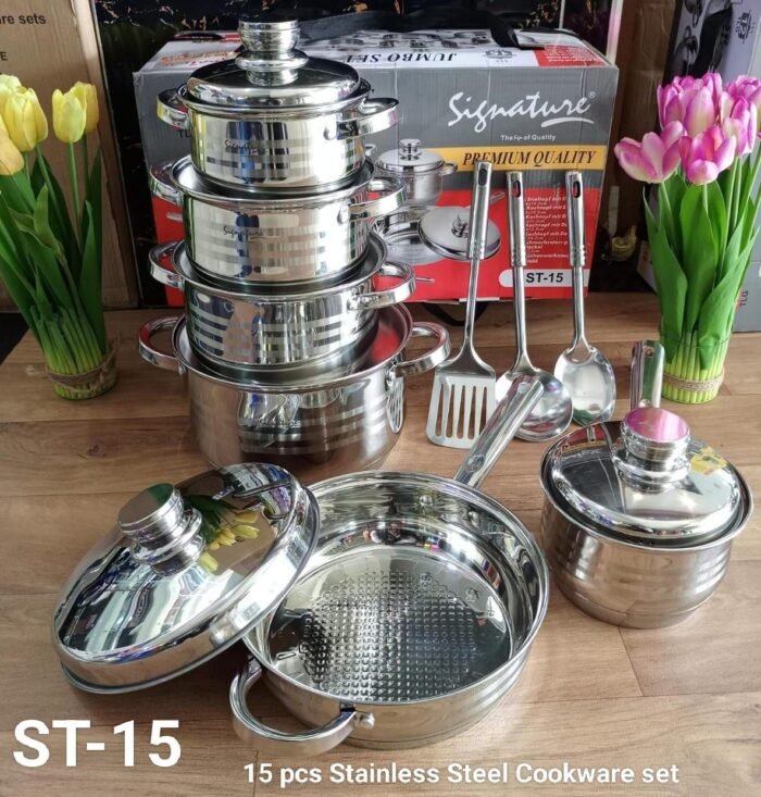 15pcs Stainless Steel Cookware Set