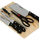 5Pc knife set with Wooden cutting board