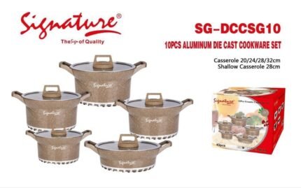 Signature 10pcs Granite Aluminium Cookware Set - (SG-DCCSG10)
