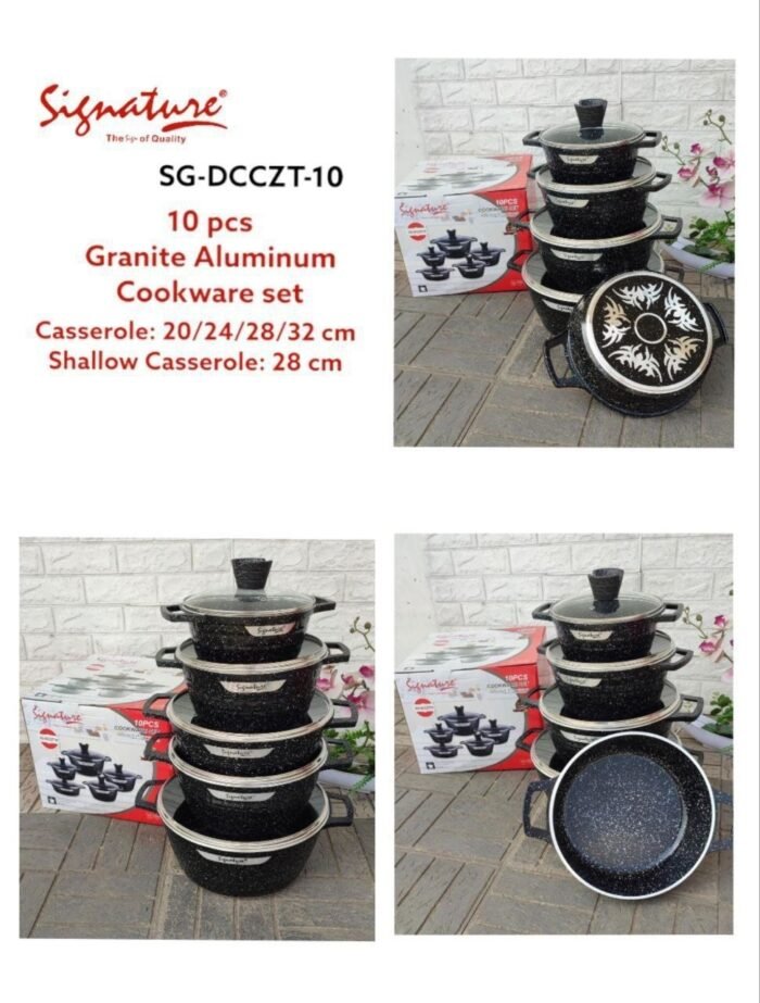 Signature 10pcs Granite Aluminium Cookware Set- (SG-DCZT10)
