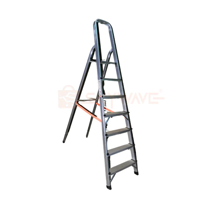 7-Step Aluminum Ladder in Chrome Color - Image 1