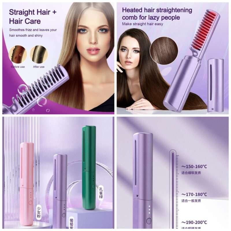 Portable Rechargeable Hair Straightening Comb