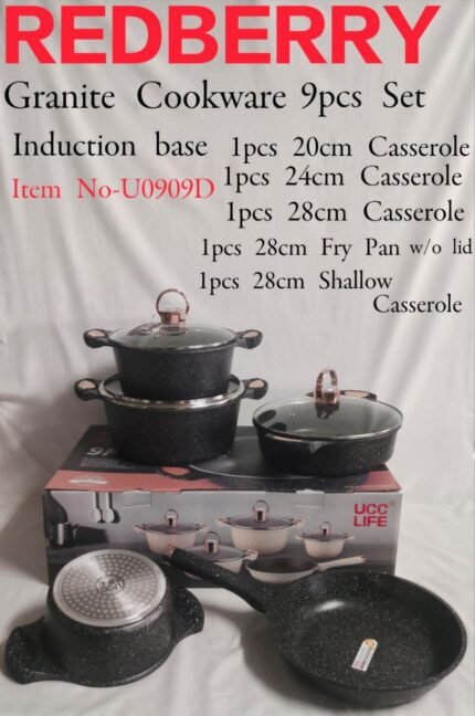 Redberry 9pcs Granite Induction Base Cookware Set
