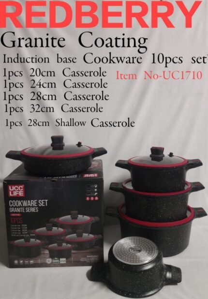 Redberry 10pcs Granite Induction Base Cookware Set
