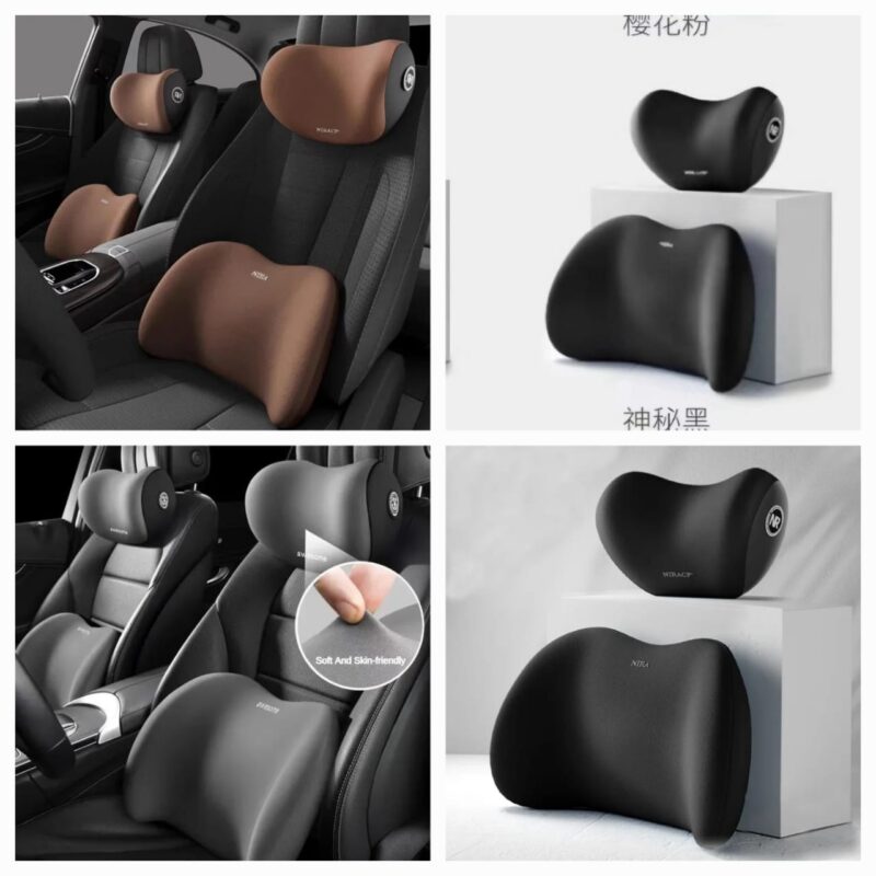 2-Pcs Memory Foam Car Headrest and Lumbar Support