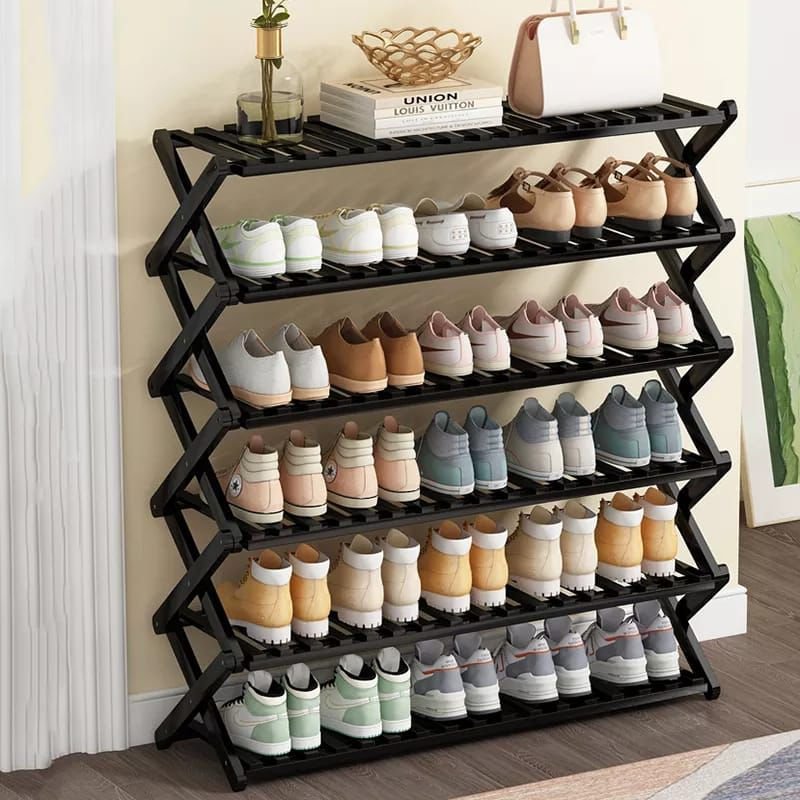 6-Tier Foldable Bamboo Shoe Racks Stand