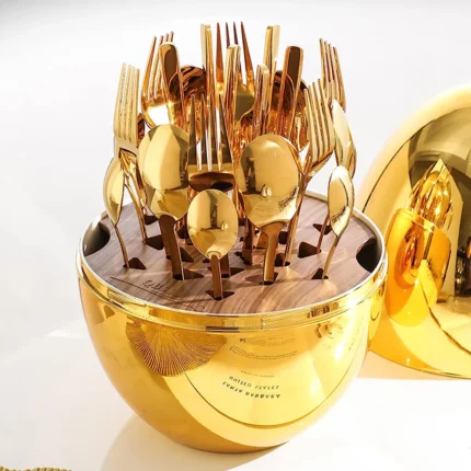 Gold Egg-Shaped Cutlery Set