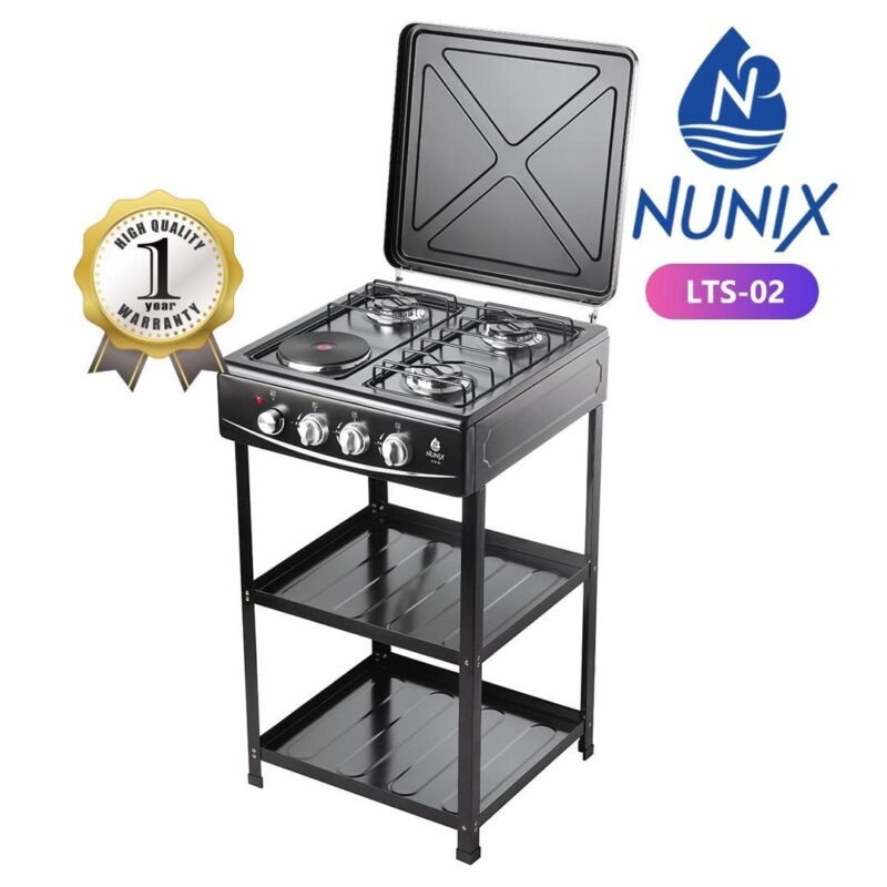 Nunix 3 Gas Burners and 1 Electric Top Cooker with Shelf - LTS-02