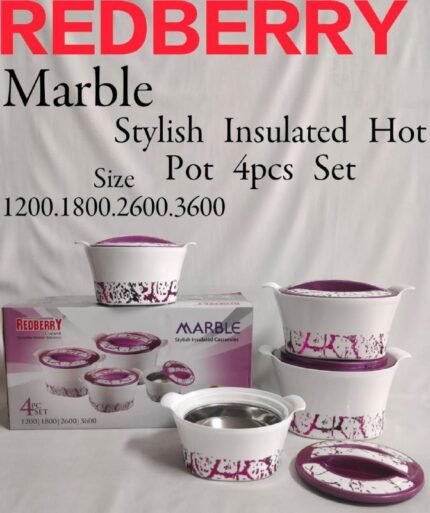 Redberry Marble Insulated 4pcs Hotpots