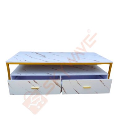 1.2m Marble Effect Coffee Table with drawers