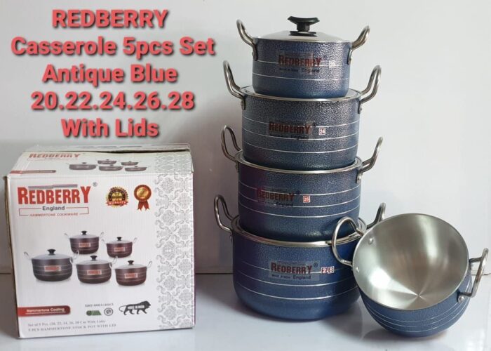 Redberry Heavy Duty Hammer Tone 5pcs Cookware Set