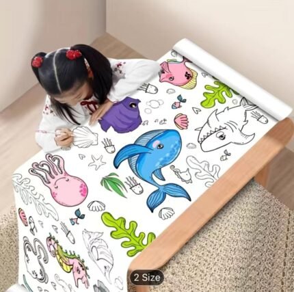 Children Coloring Paper with Stickers-2m
