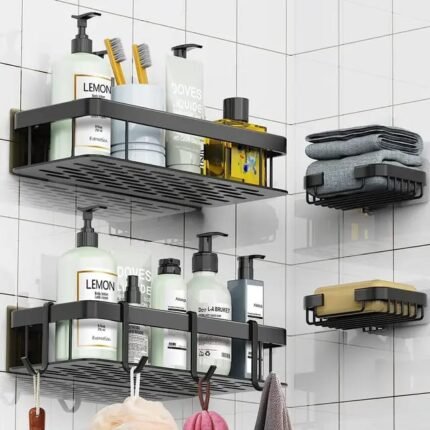 4-piece set corner shower bathroom organizer