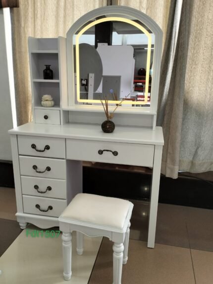 Classic White Dressing Table with Mirror
