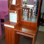 Elegant Dark Walnut Dressing Table with Mirror