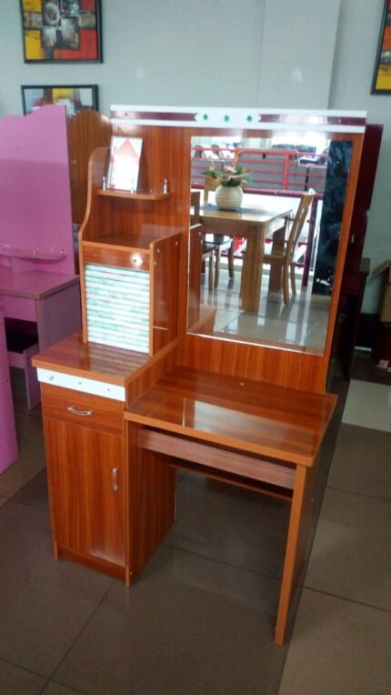 Elegant Dark Walnut Dressing Table with Mirror