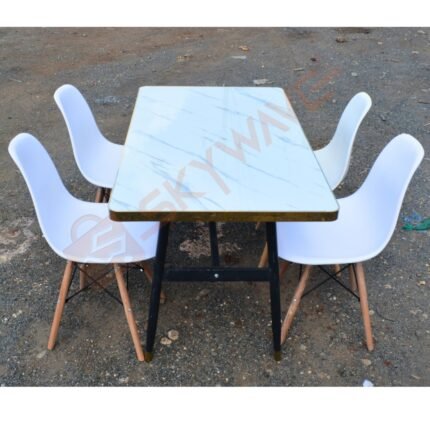 Nordic Marble Effect Dining Table with 4 Eames Chairs