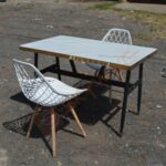 Nordic Marble Effect Dining Table with Eames Chairs