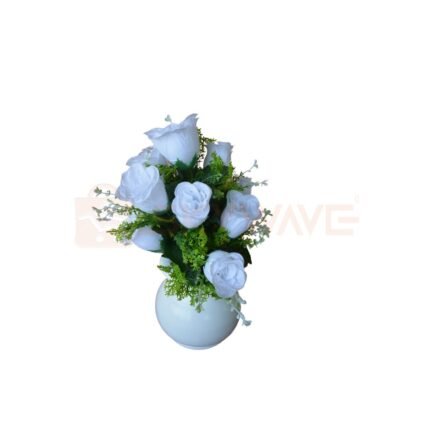 Table Top White Rose Artificial Plants