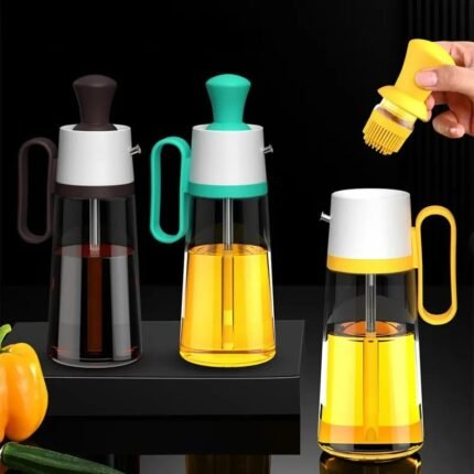 Transparent Glass Oil Dispenser with oil drop and silicon brush