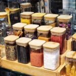 12pcs Square Glass Spice Jar Set with Bamboo Stand