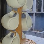 Ceramic Cups with Wooden Bamboo Stand