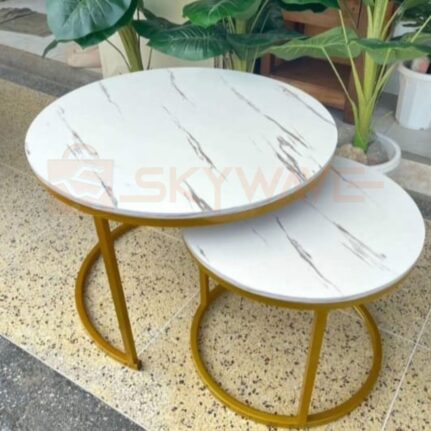 2 pcs marble nesting tables