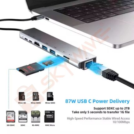 8 in 1 type C USB hub